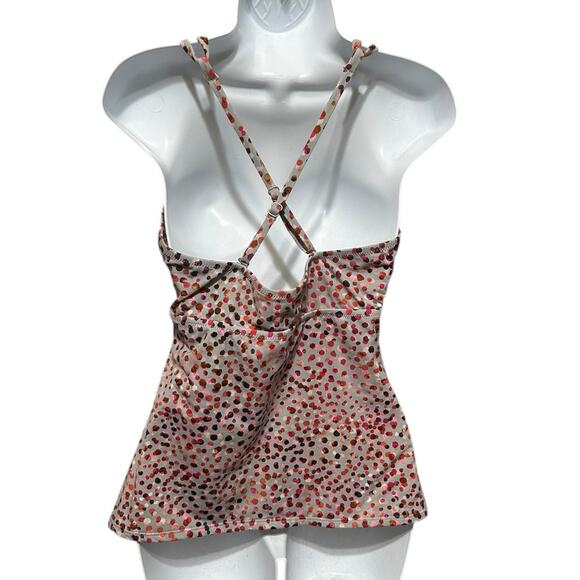 Garnet‎ Hill Women Tankini Padded Modest Swimwear Top 10 Abstract Dots Resort - Picture 3 of 10